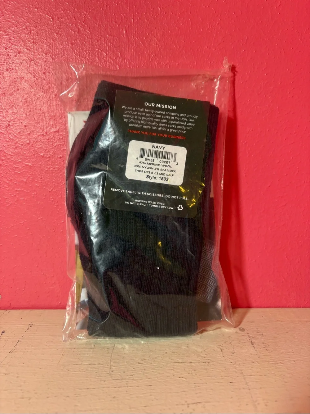 NEW Boardroom Men's Navy Merino Wool Mid-Calf Dress Socks NWT Size 8-12 SKU 1502